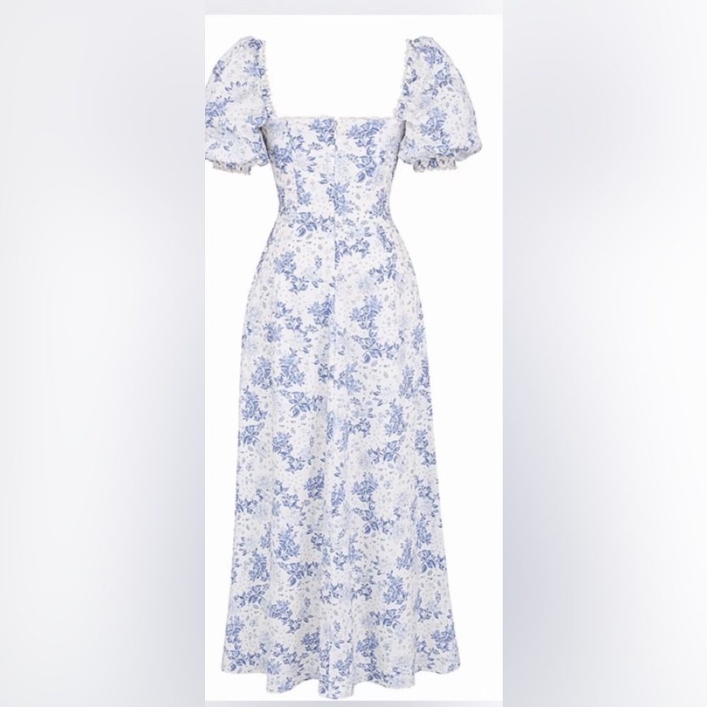 House Of CB Felizia Blue Floral Puff Sleeve Maxi Dress S